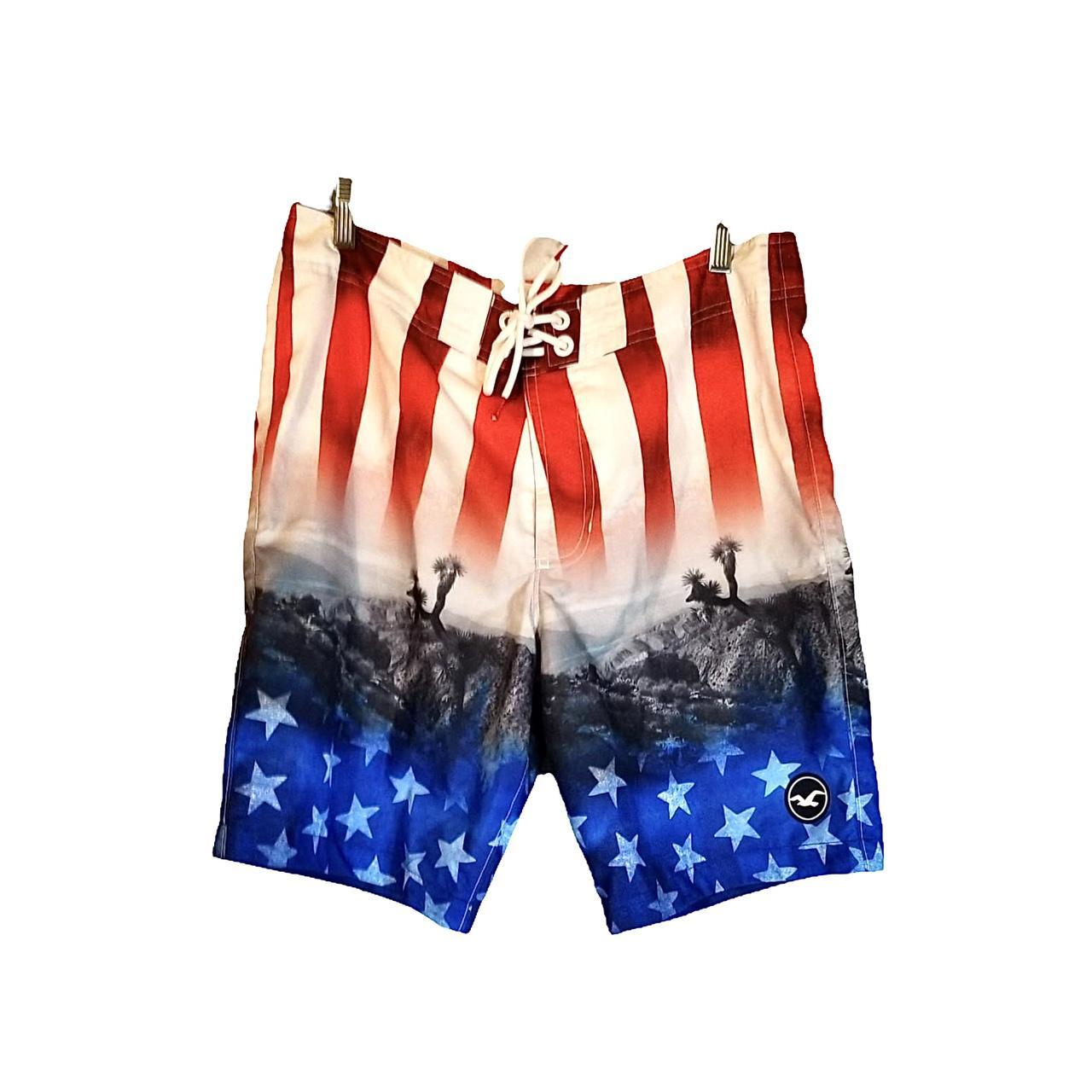 Hollister brand American flag swimming trunks in... - Depop