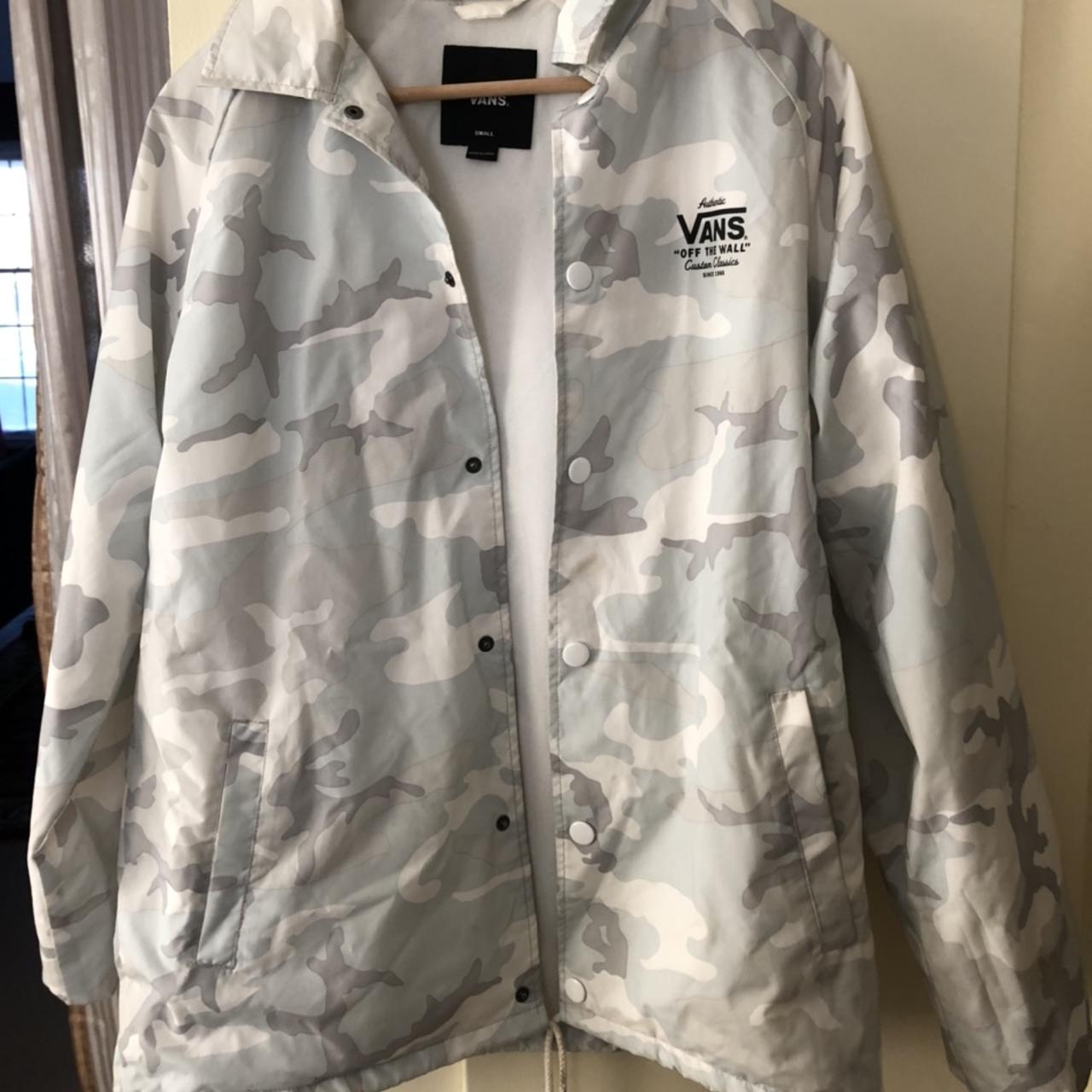 vans camo windbreaker jacket slight discoloration, | Depop