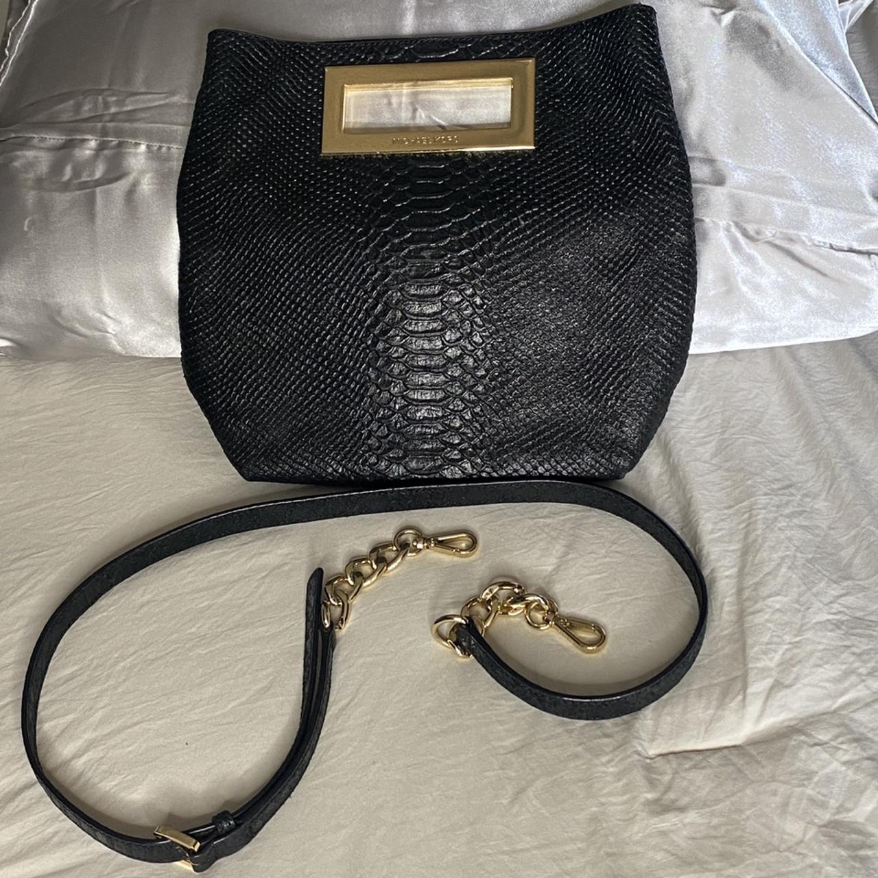 Michael kors black deals snakeskin shoulder bag