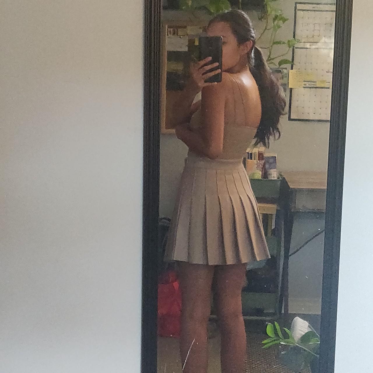 yesstyle oatmeal tennis skirt size s (details)... Depop