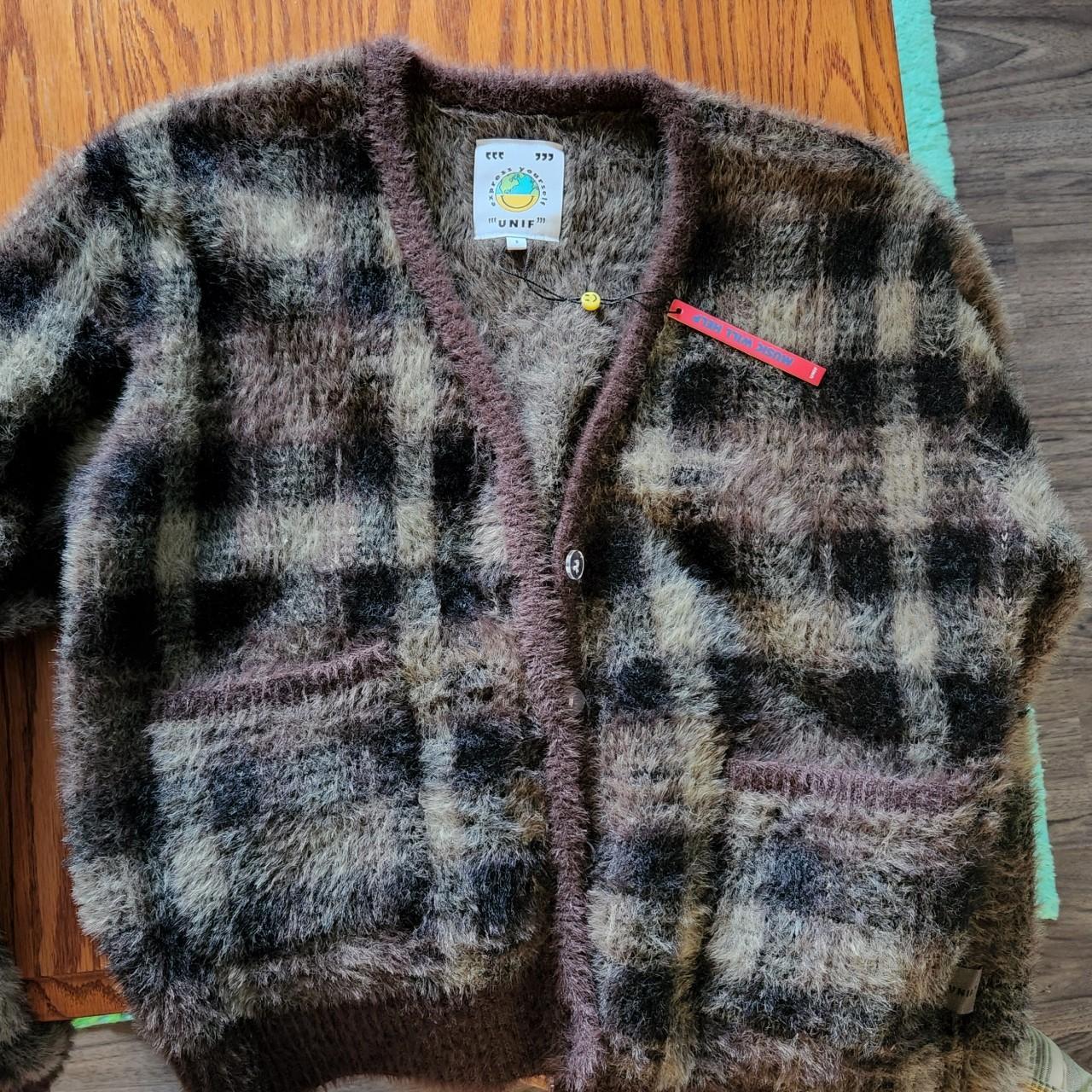 unif ty cardigan in brown plaid! ☆ size small ☆... - Depop
