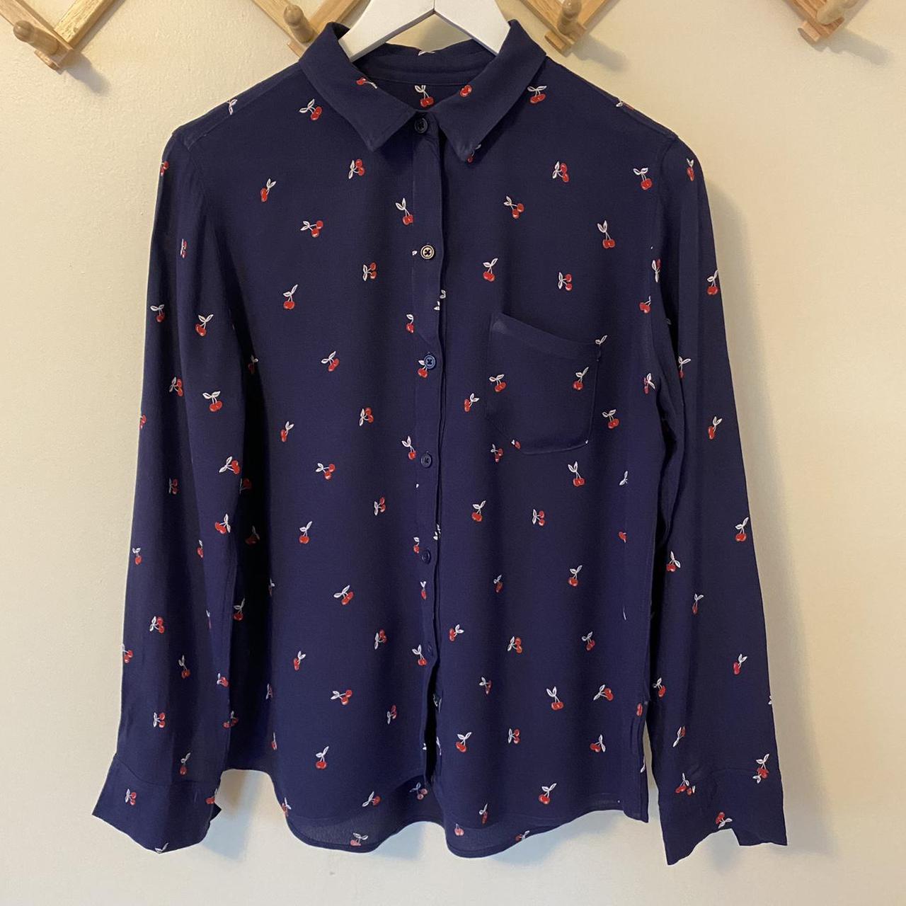 Rails Cherry Print Button Down In navy. Single chest... - Depop