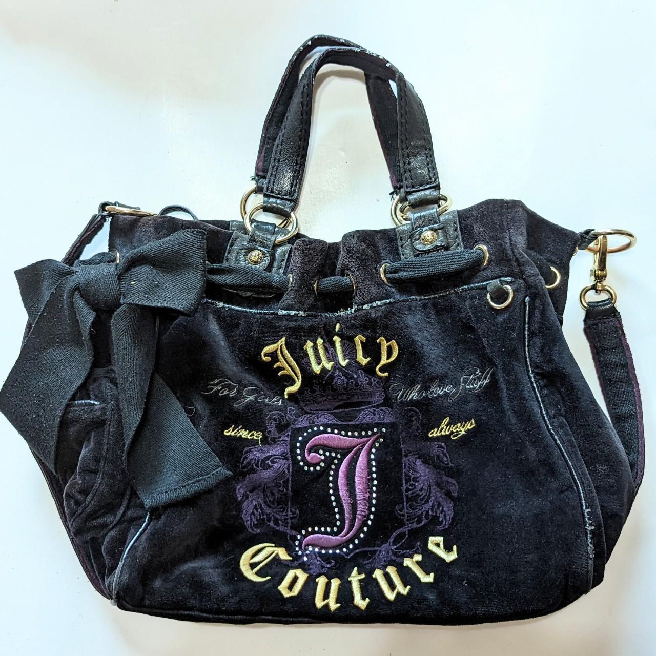 Amazing Y2K black velour Juicy Couture bag! ... - Depop