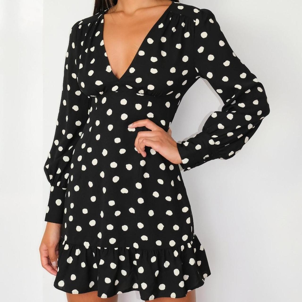 Missguided black polka dot clearance dress