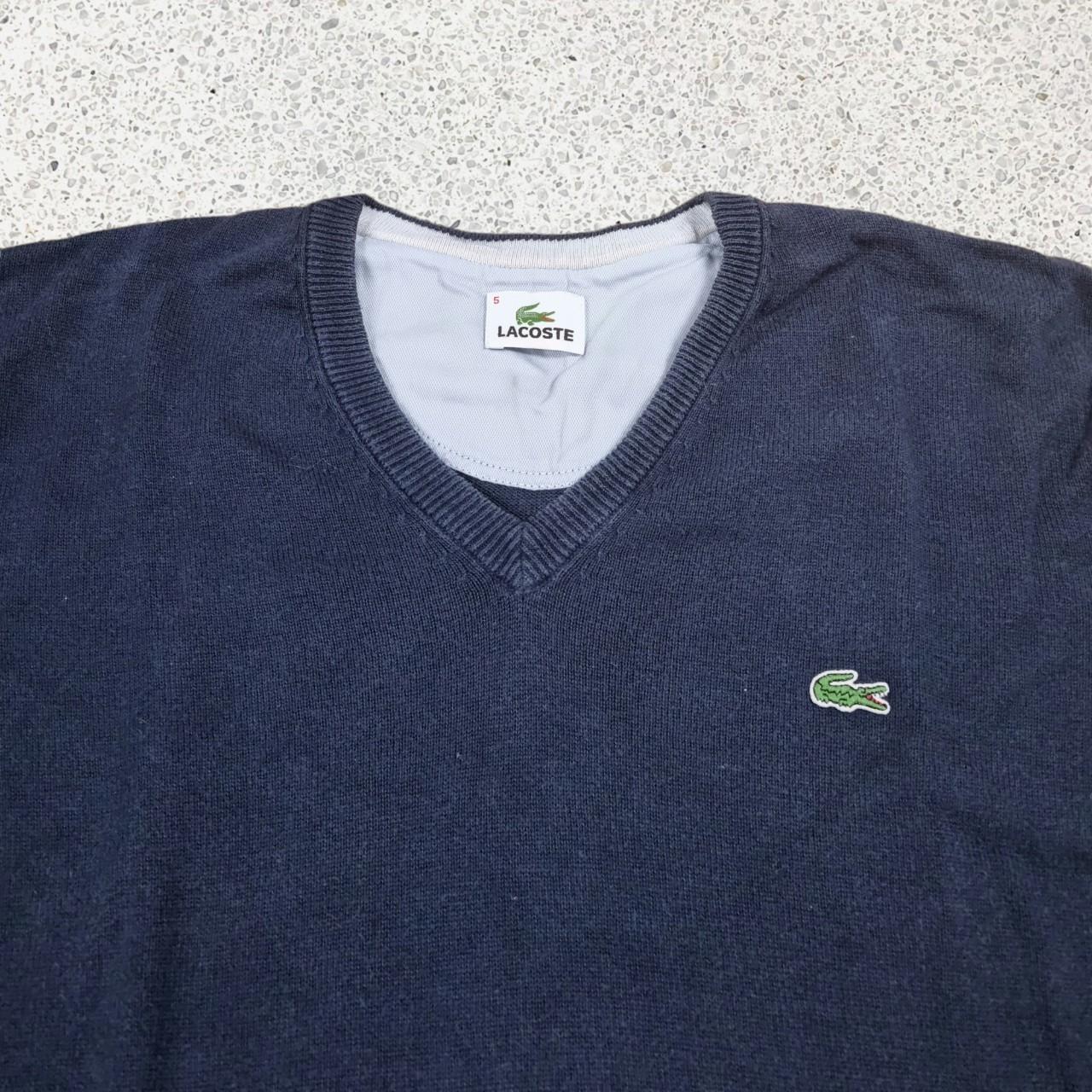 💥 Lacoste Jumper navy blue, v-neck Cond: 8/10 Size:... - Depop