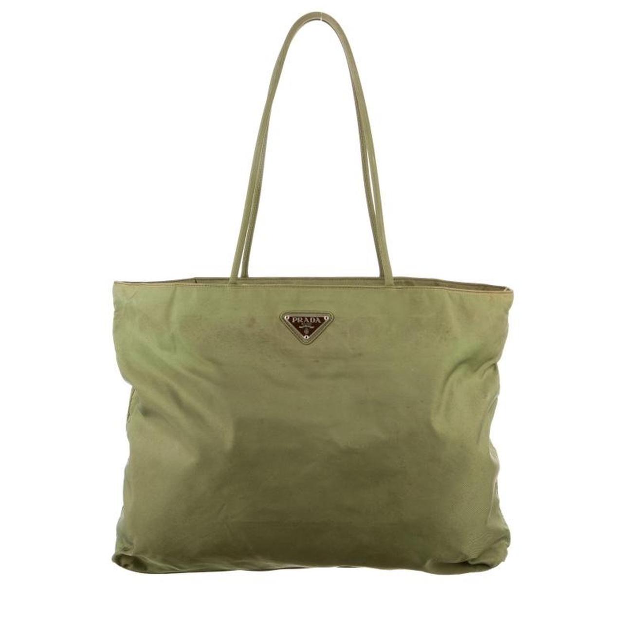 Vintage green Prada shoulder bag. Marks and wear... - Depop