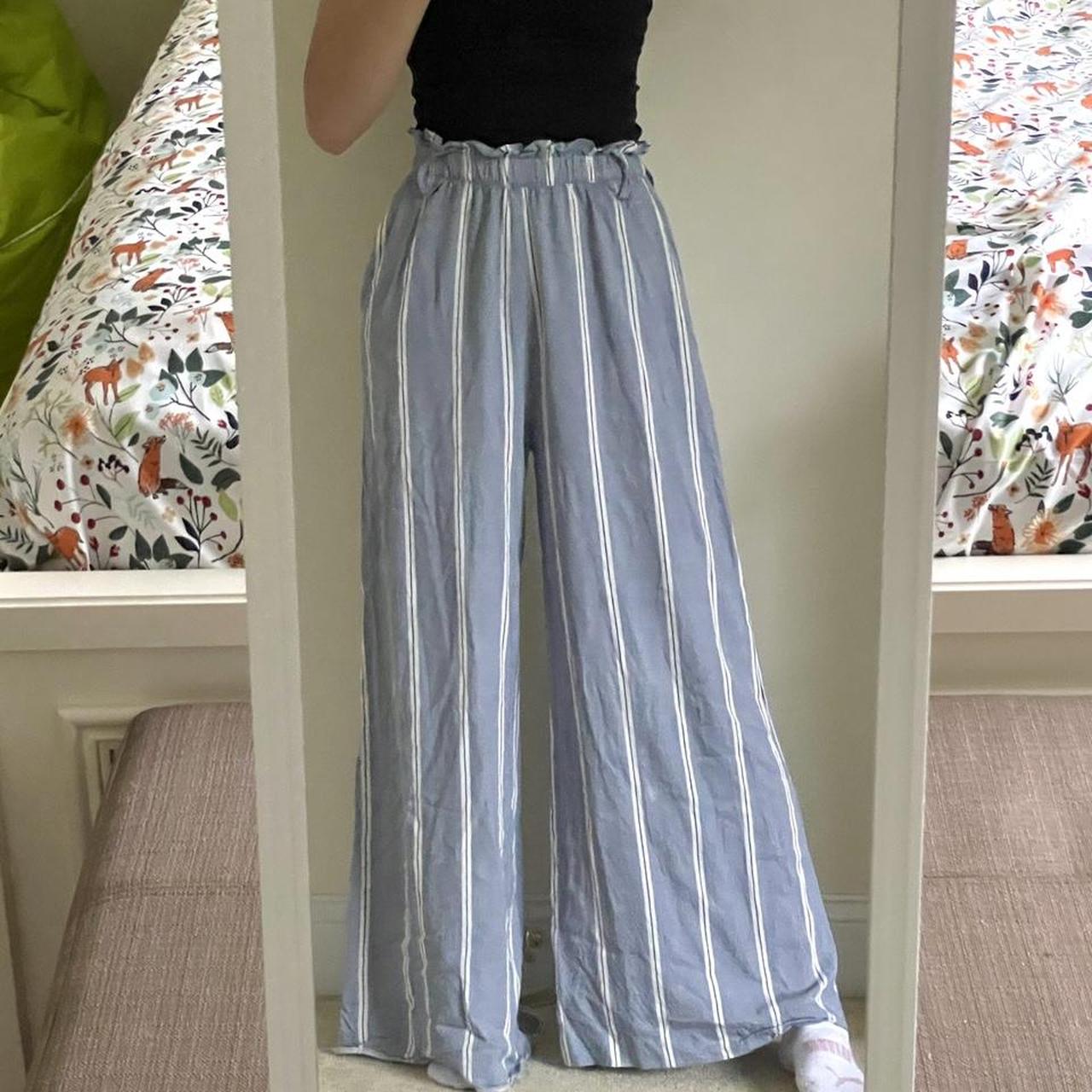 H&M Wide Leg Striped Pants | size 2 No longer sold... - Depop