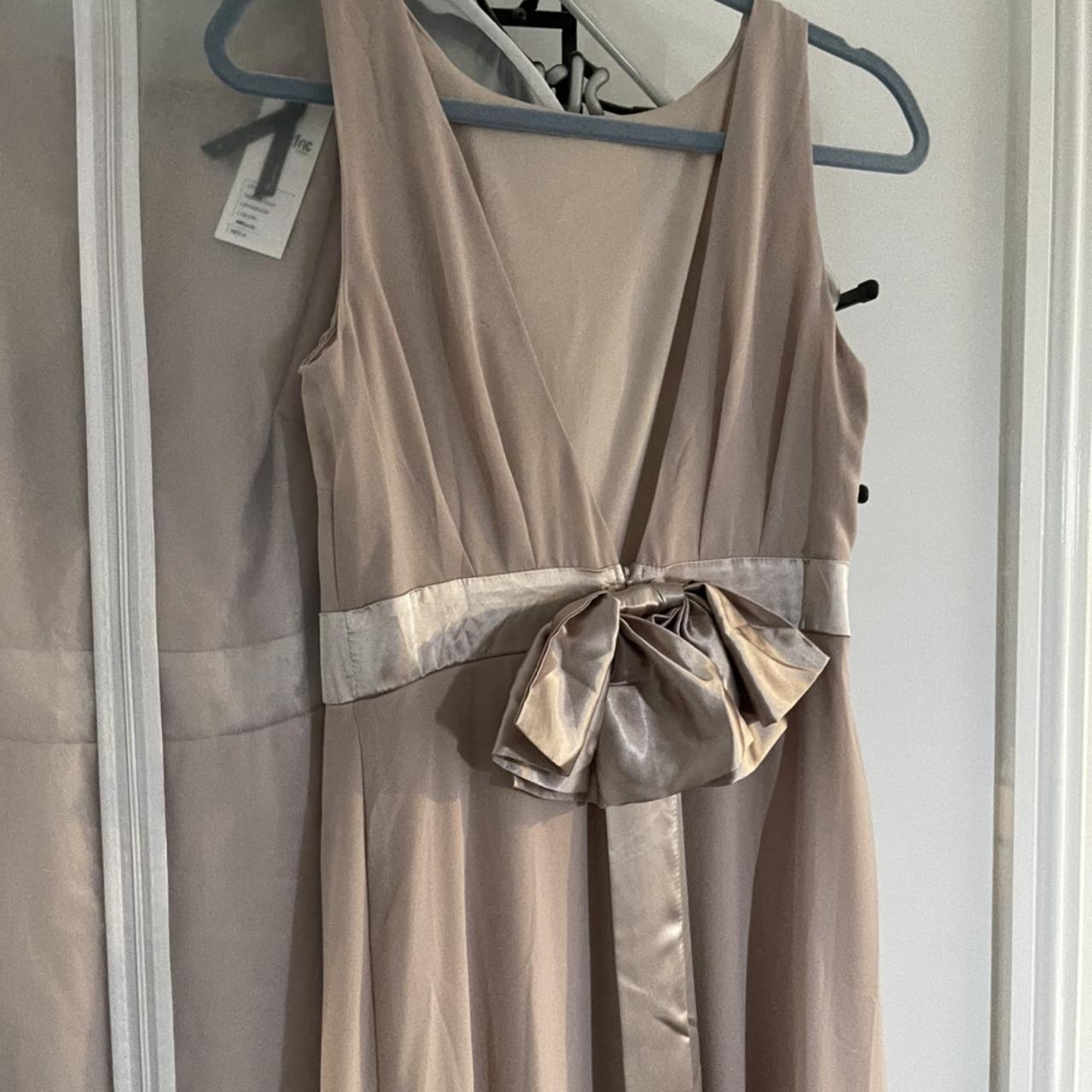 TFNC satin bow back maxi dress in whisper