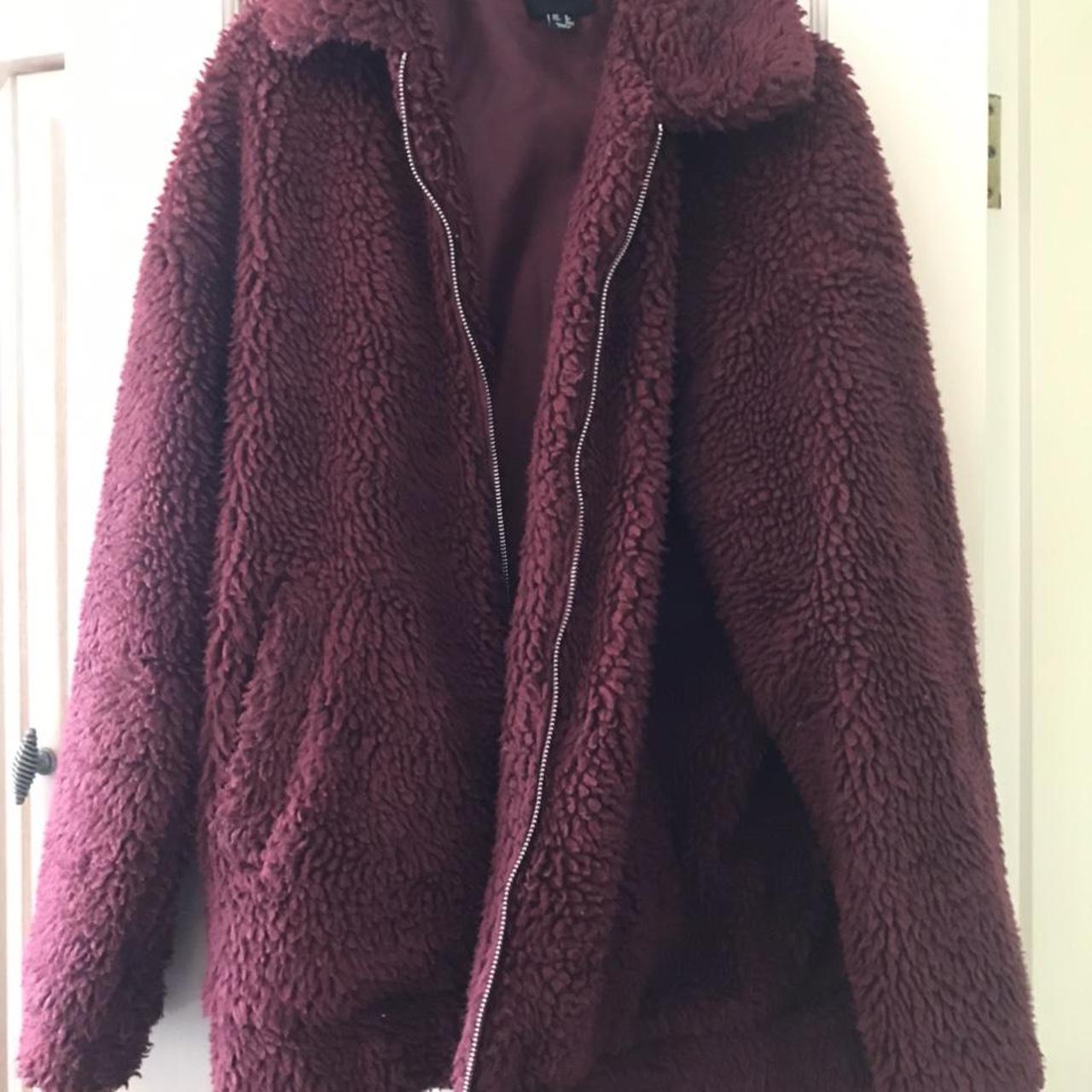 teddy bear jacket burgundy