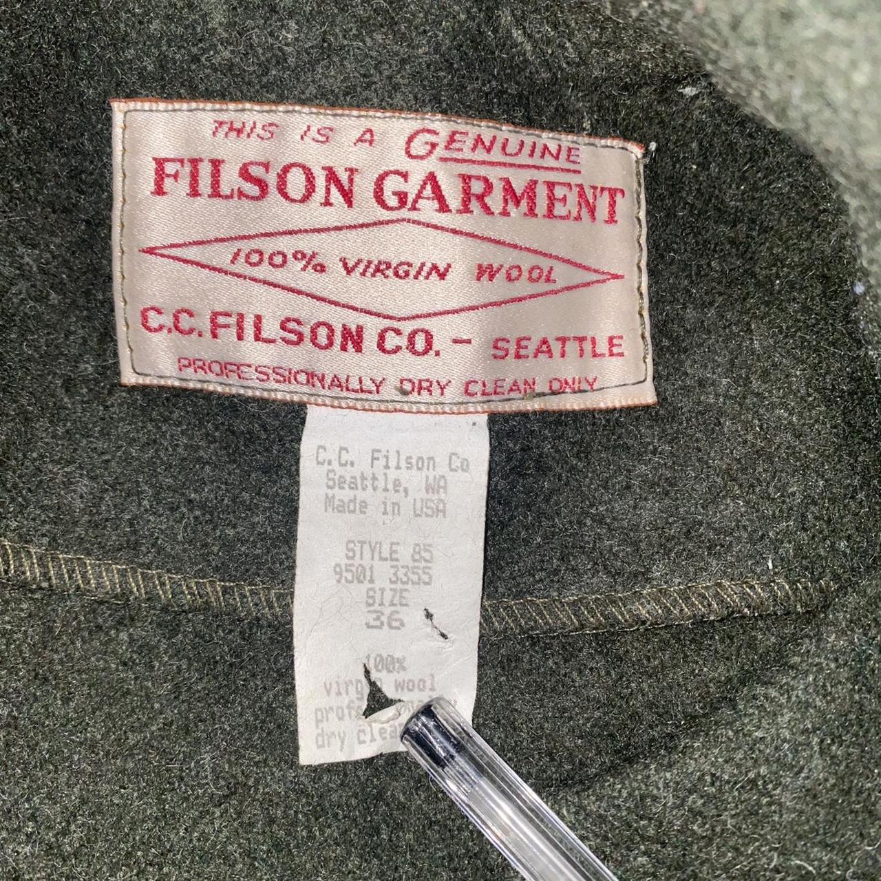 Filson Garment Jacket VINTAGE Green 100% Virgin Wool... - Depop