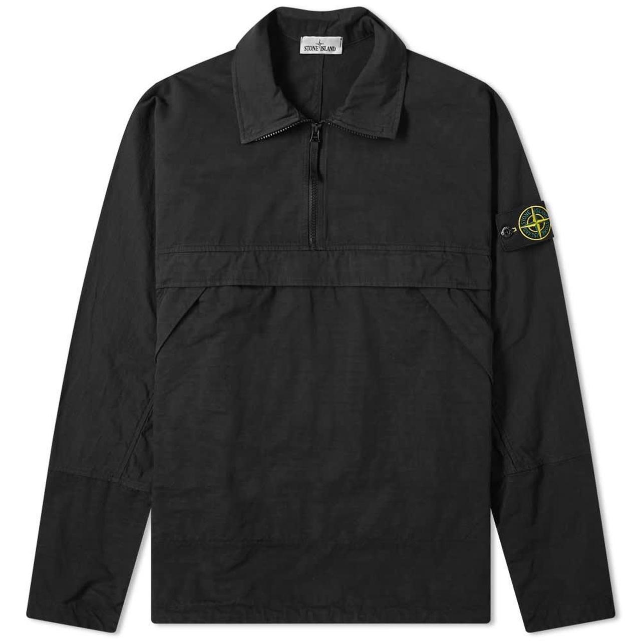 Stone Island Ripstop 1 4 zip overshirt black. Depop