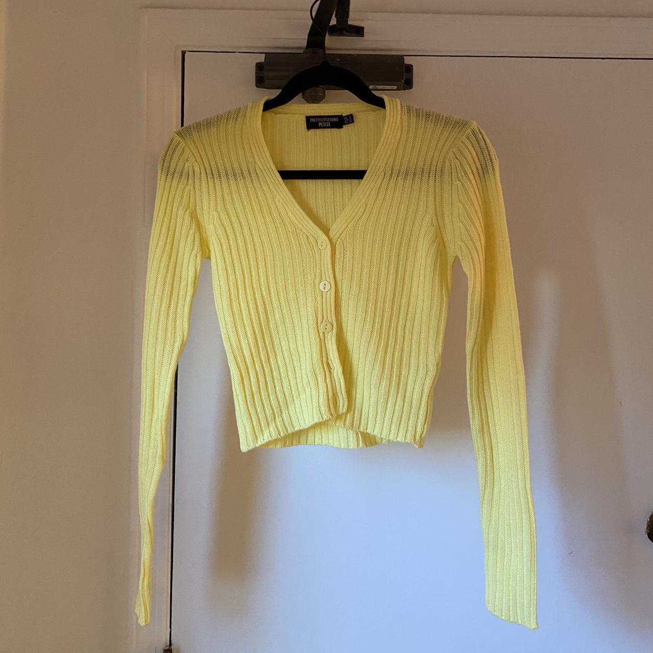 Pretty Little Thing cropped yellow knit sweater... Depop