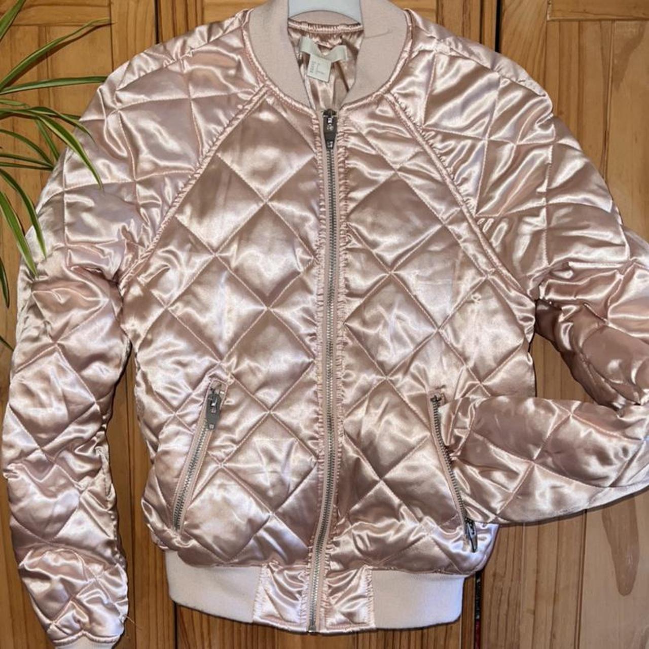 Satin quilted bomber jacket, worn only a couple of... - Depop