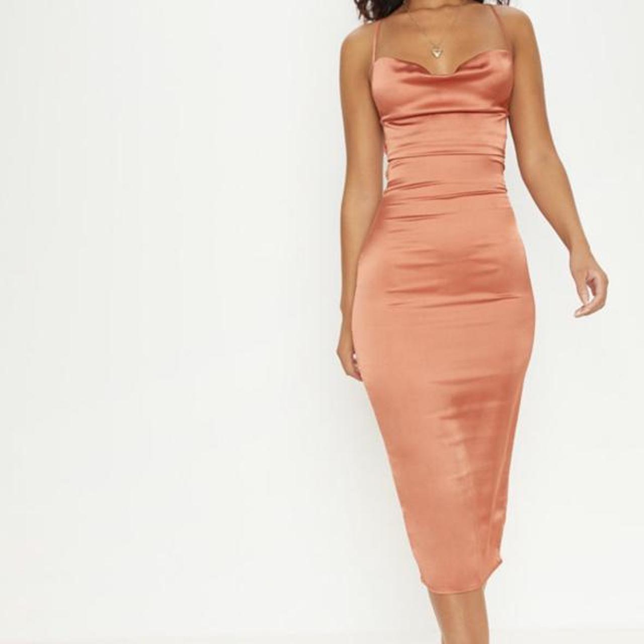 bodycon satin midi dress