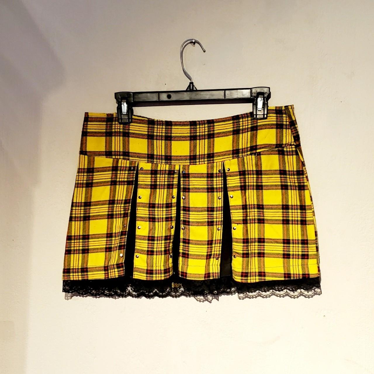Tripp Nyc Yellow And Black Plaid Skirt Yellow Plaid Pleated Mini