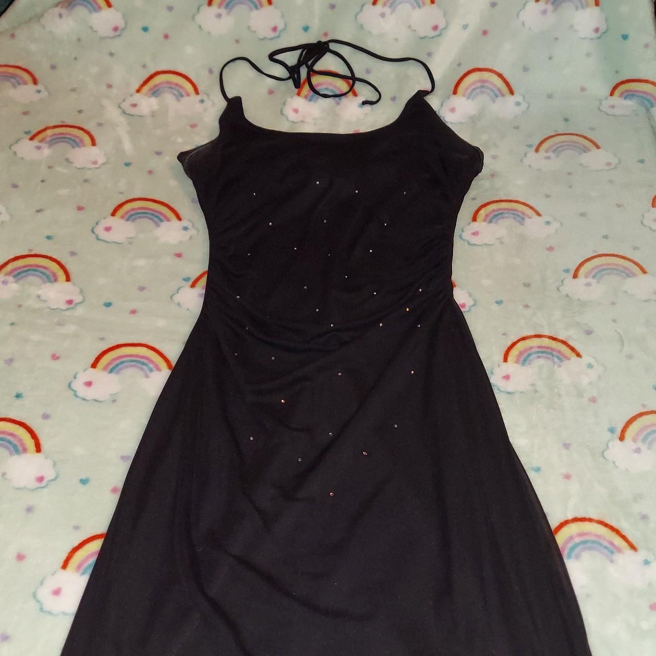 Long black halter top prom dress with a fitted waist... - Depop
