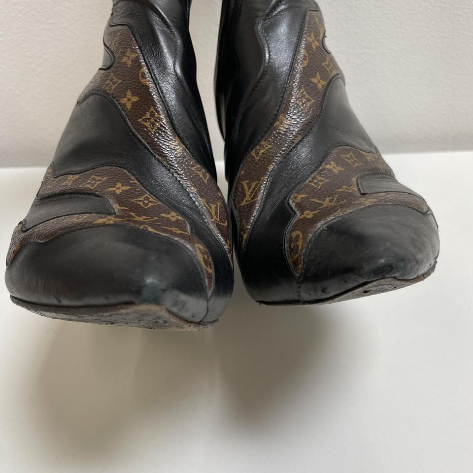LOUIS VUITTON Calfskin Fireball Ankle Boots 39 Black Gold 576585