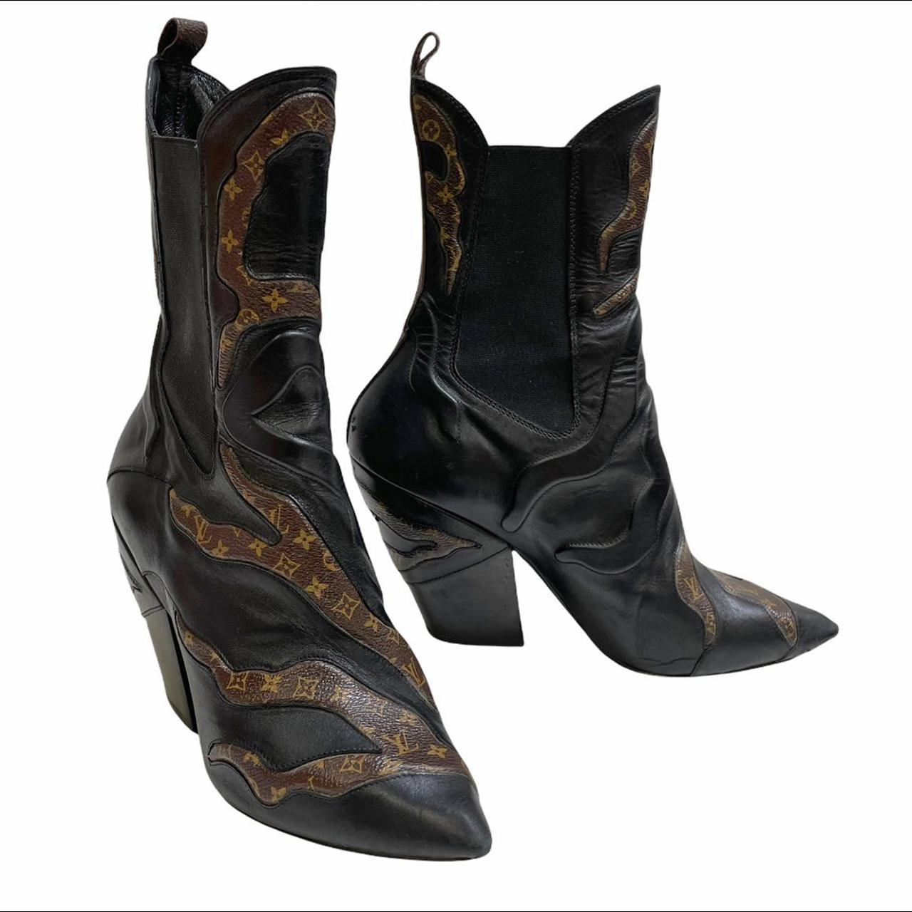 Louis Vuitton Fireball Leather Monogram Ankle Boots