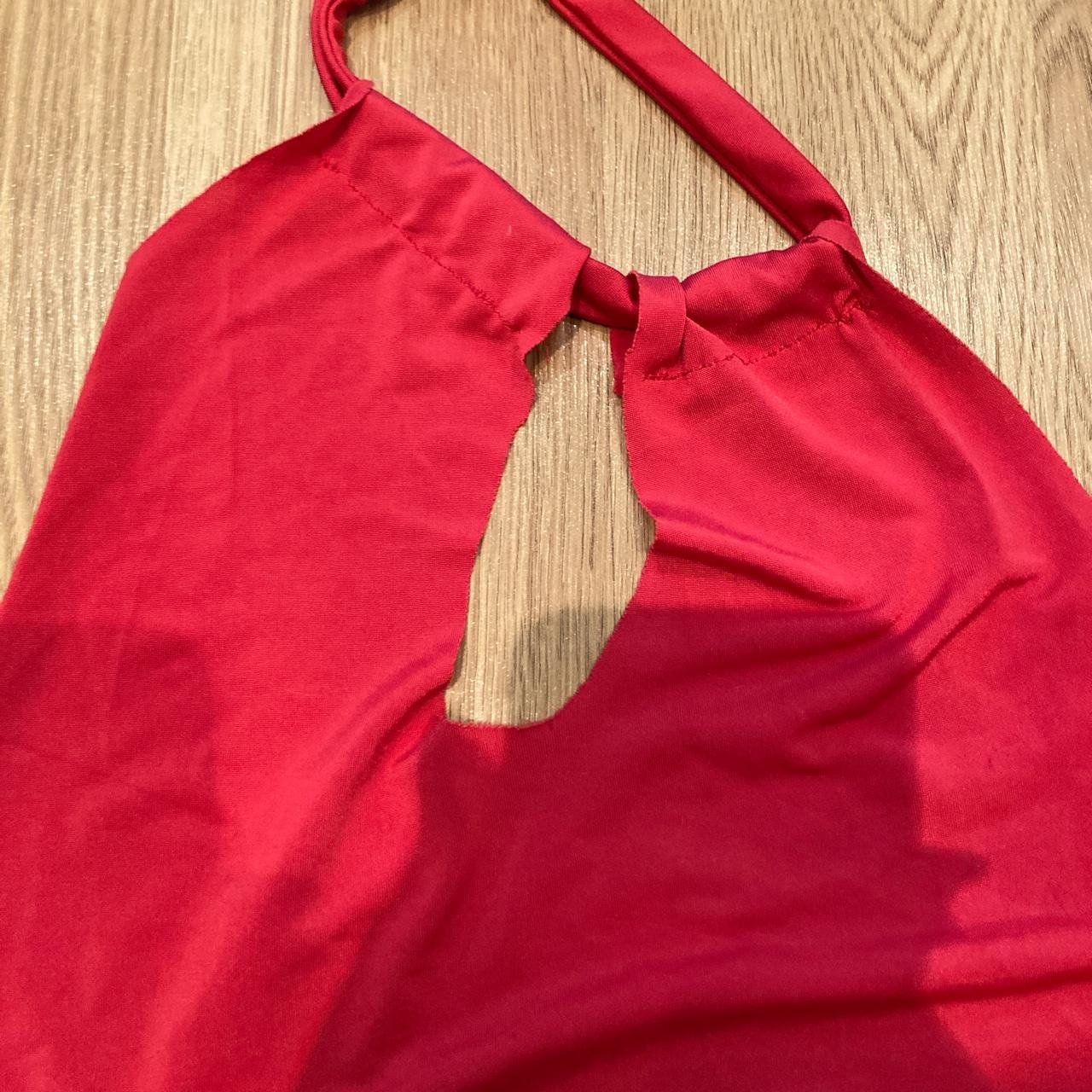 Handmade Red Halterneck Tie Top With Keyhole Size Depop