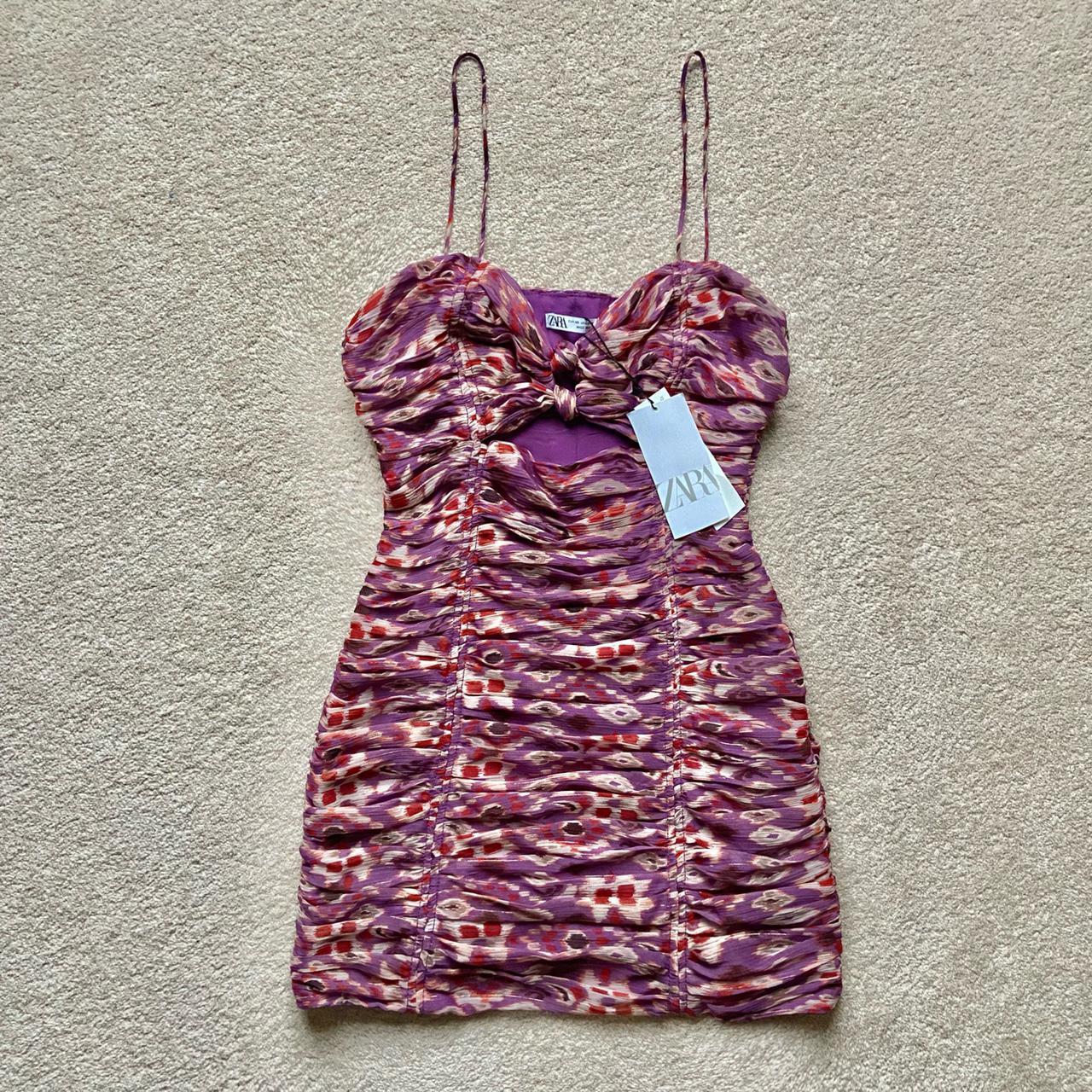 Zara Ruched Mini Dress Size XS Purple ...