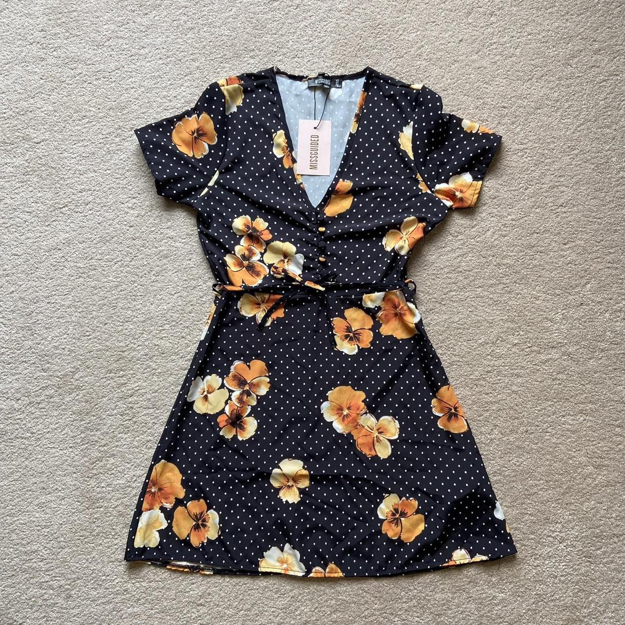 Missguided Floral Polka Dot Summer Tea Dress Size 6 Depop