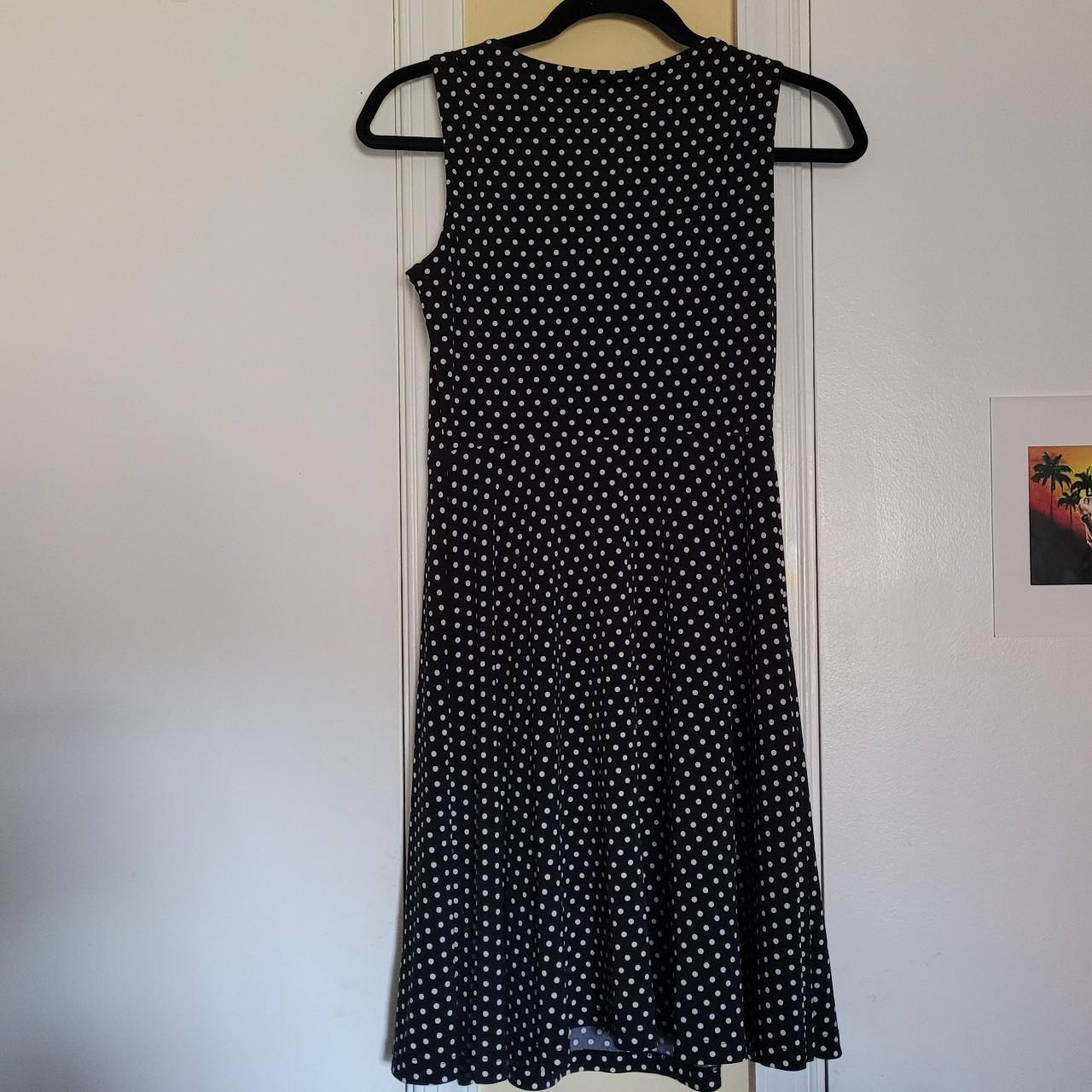Black and white polka dot dress with cowl neck,... - Depop
