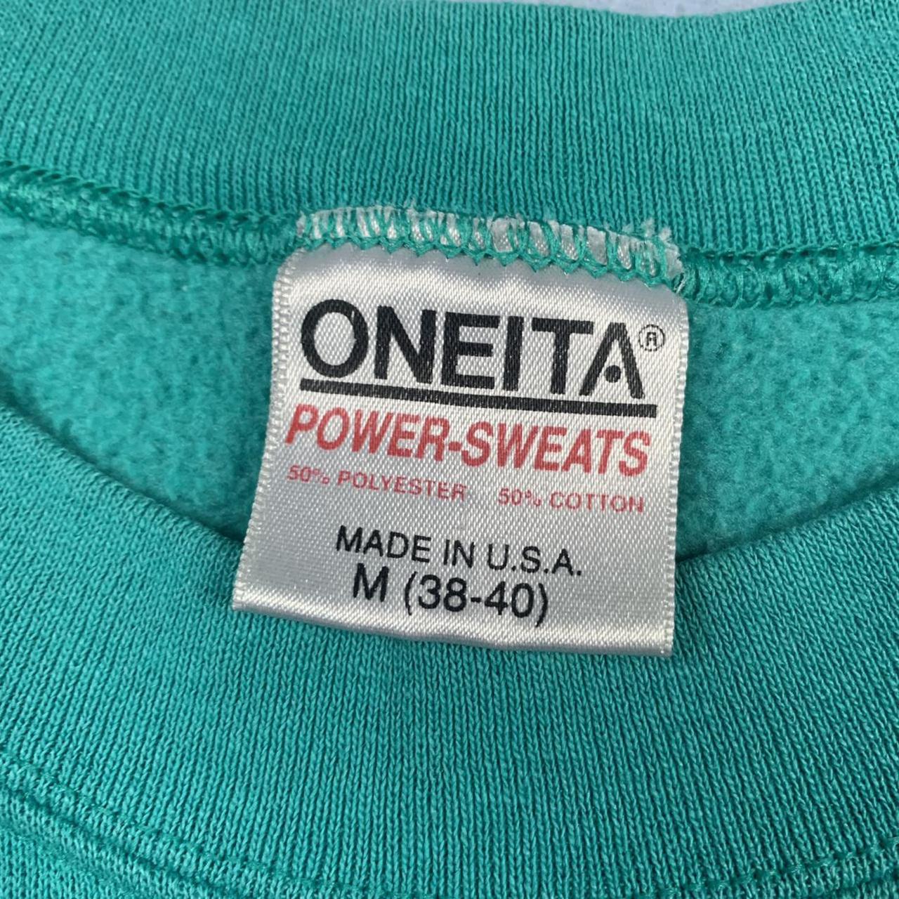 Vintage Oneita Power Sweats Made in the USA Aqua... - Depop