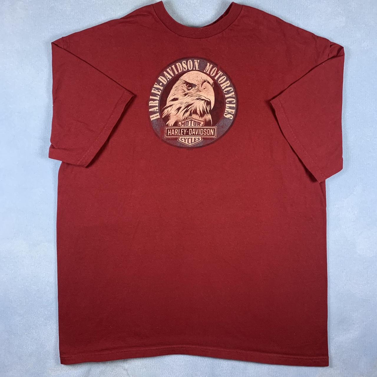 🦅 Harley Davidson Motor Cycles Burgundy T with an... - Depop