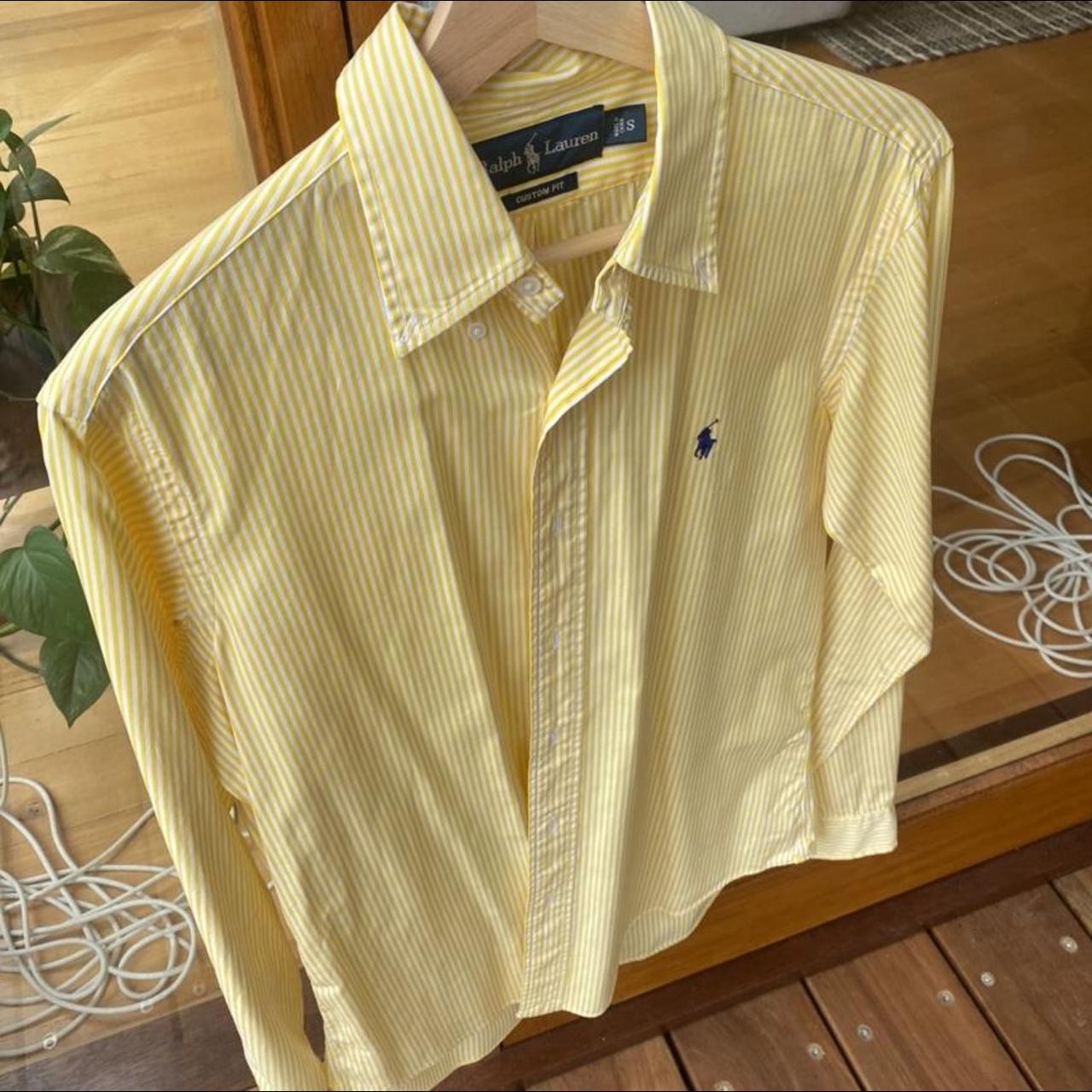 Polo Ralph Lauren Men's Yellow and White Shirt | Depop