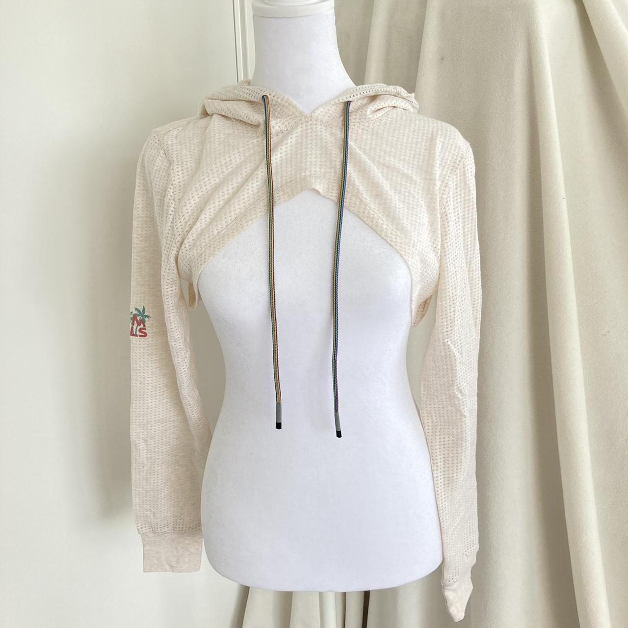 NEW WITH TAG Magnlens White/Beige Cropped... - Depop