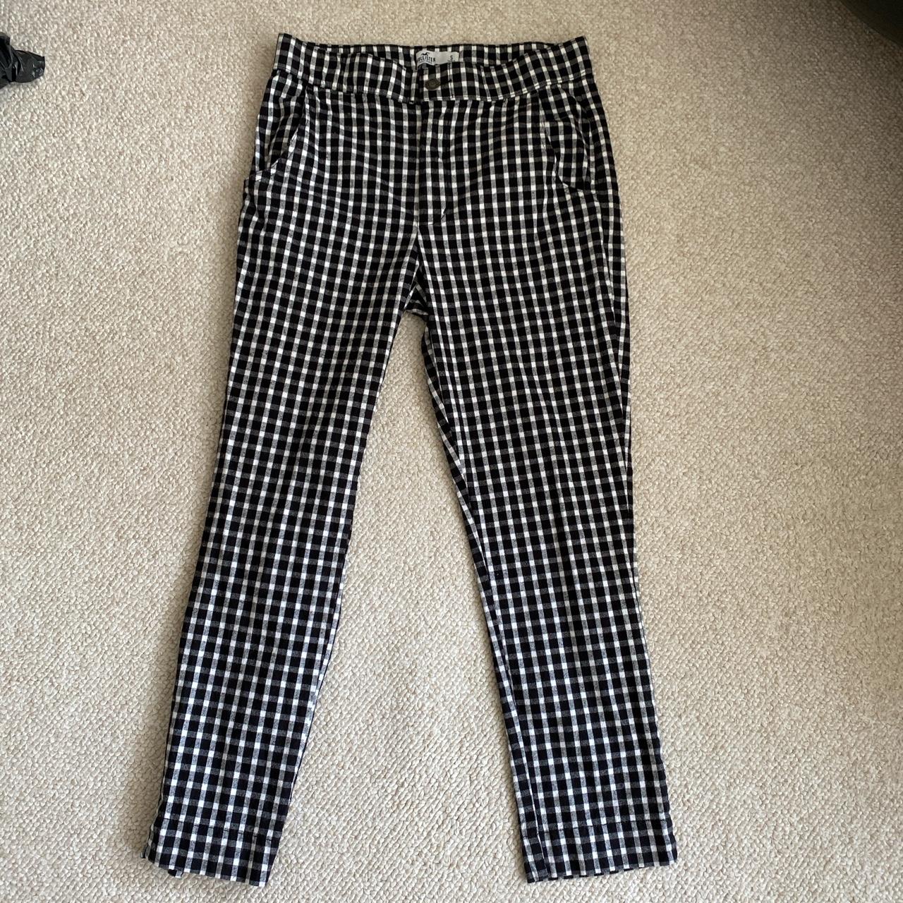 Worn Once, Black and White Checkered Dress Pants... - Depop