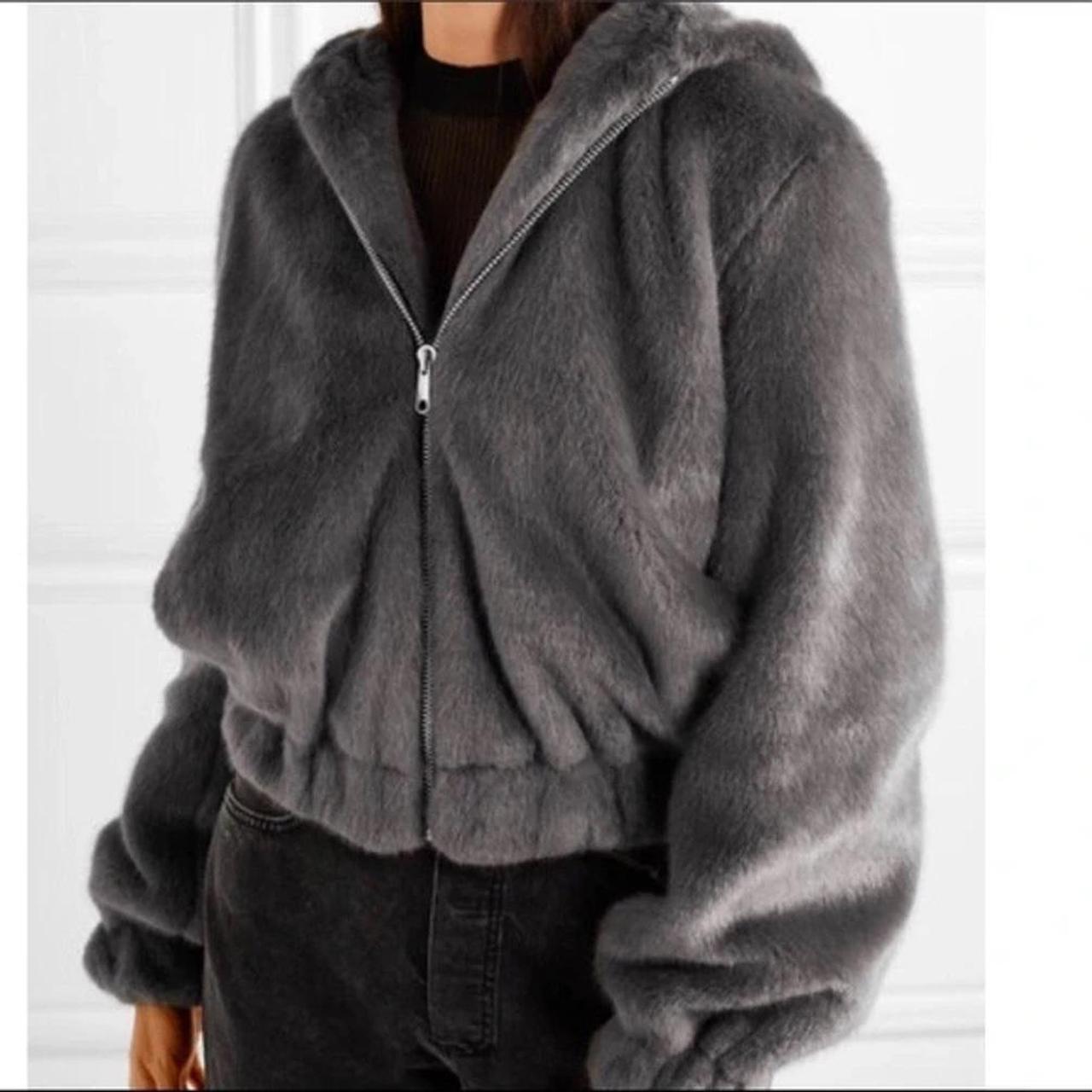 Helmut lang fur bomber jacket best sale