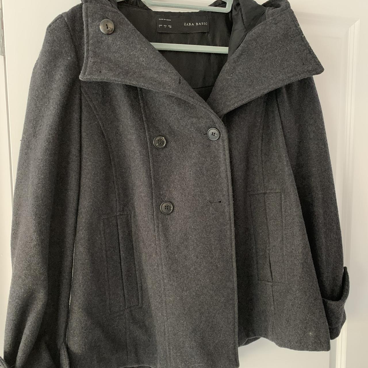 Zara Women's Grey Coat | Depop