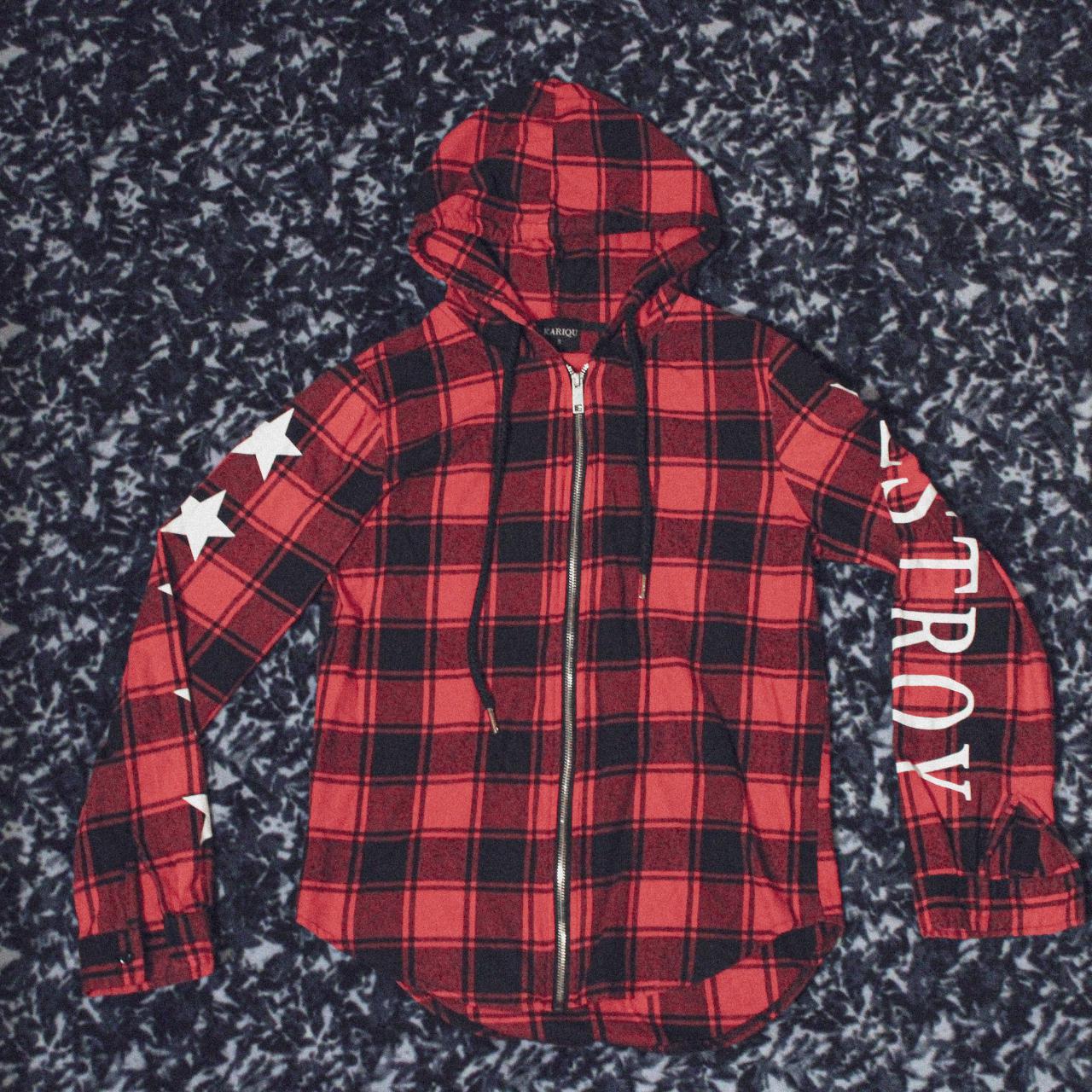 Red and black 2024 checkered hoodie mens