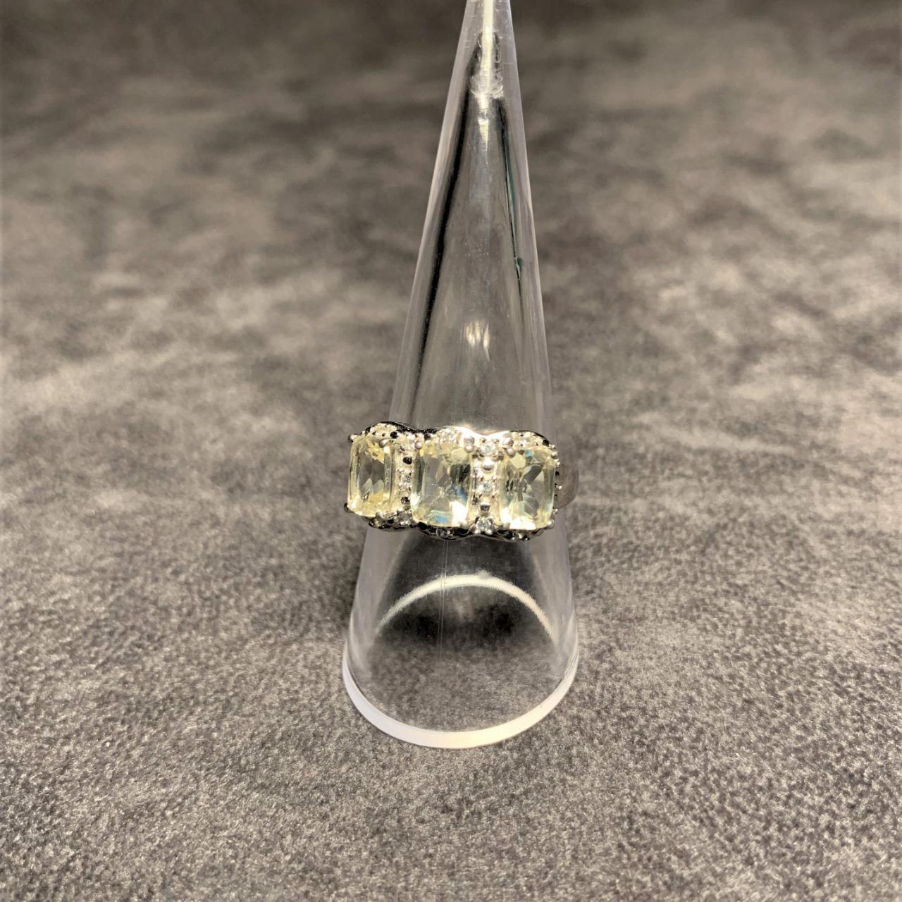 Silver and Cubic Zirconia Statement Ring Sterling... Depop