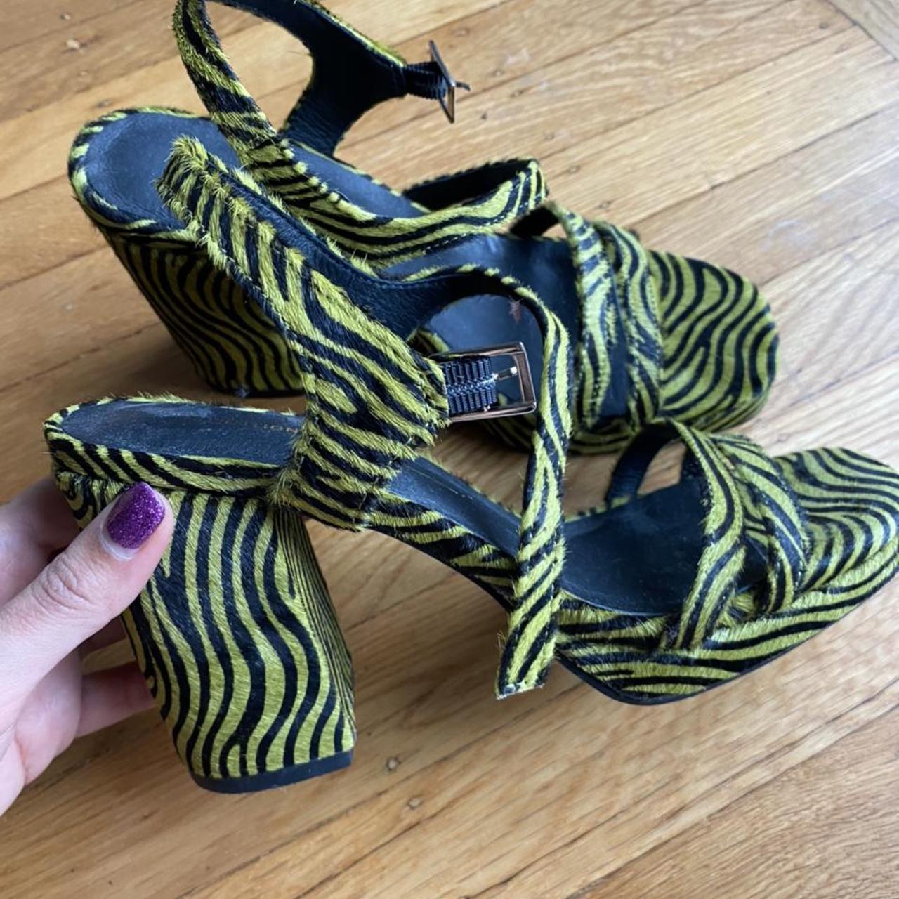 Carmen lime zebra Intentionally Blank heels!... - Depop