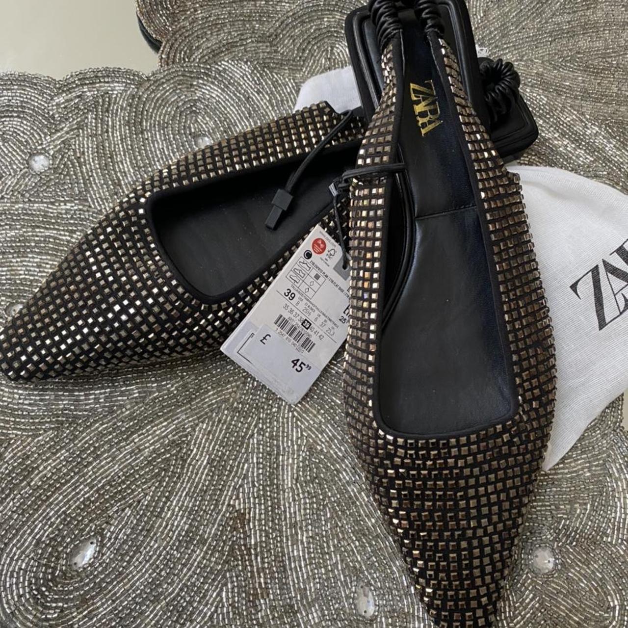Zara flat slingback shoes #zarashoes Size 39 - Depop