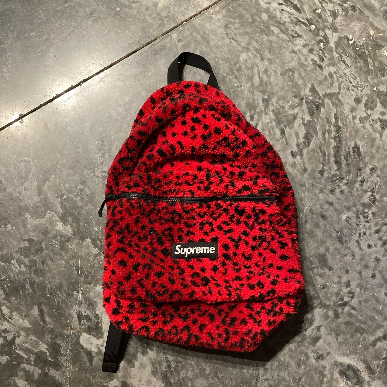 Backpack Bags Supreme Leopard Fleece Backpack Supreme Red Leopard