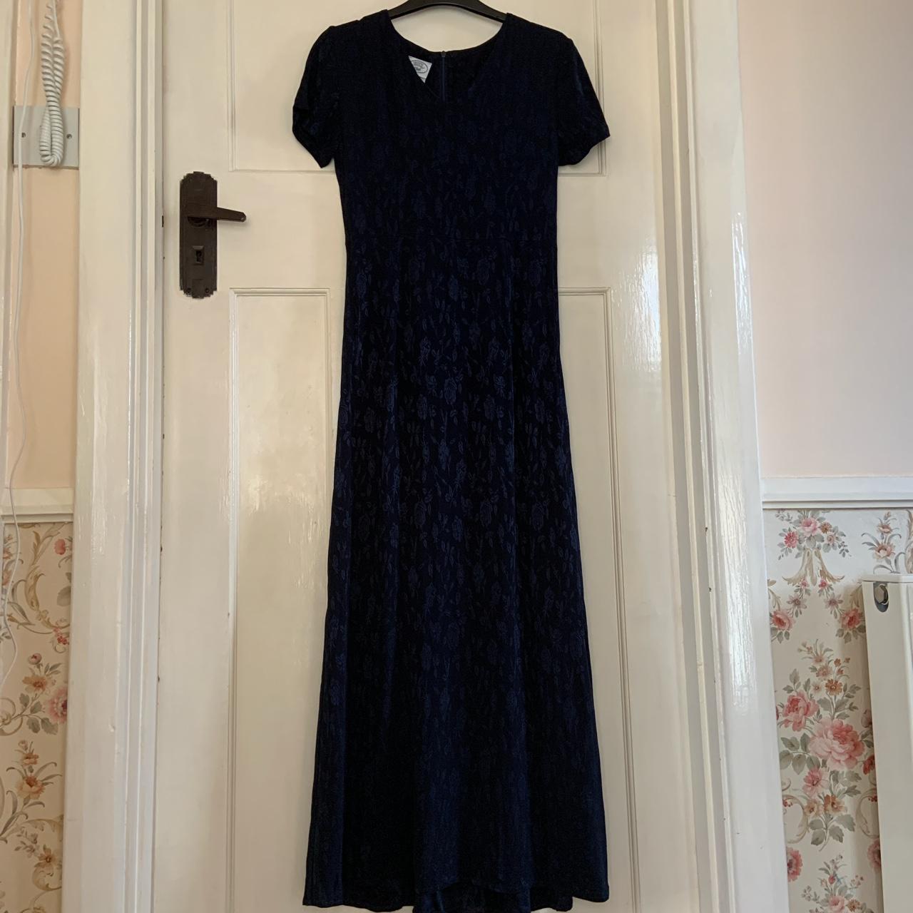 Laura Ashley Women's Navy Dress | Depop