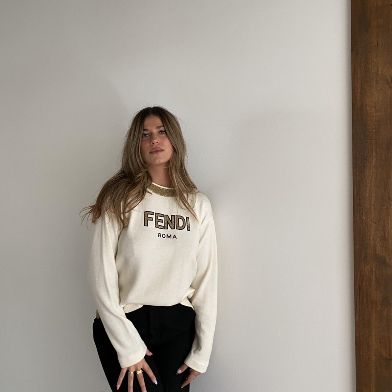 FENDI roma metallic intarsia wool sweater - Depop
