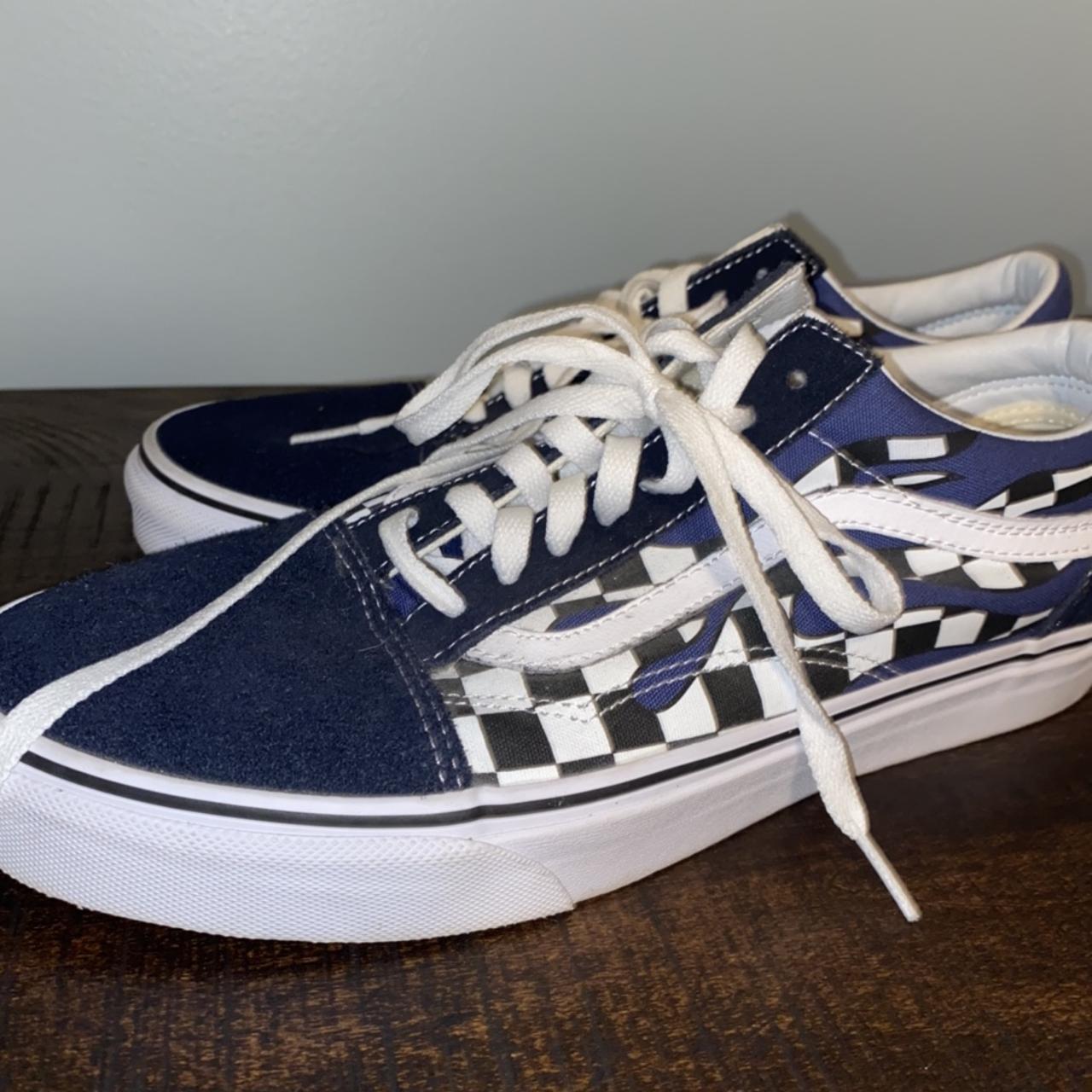 Checkered flame vans best sale