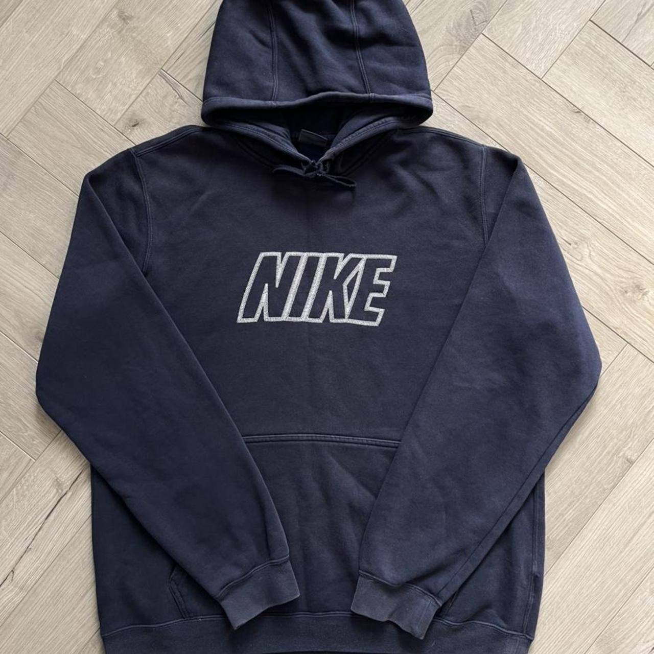 🍐RARE Nike club spell out hoodie in navy with... - Depop