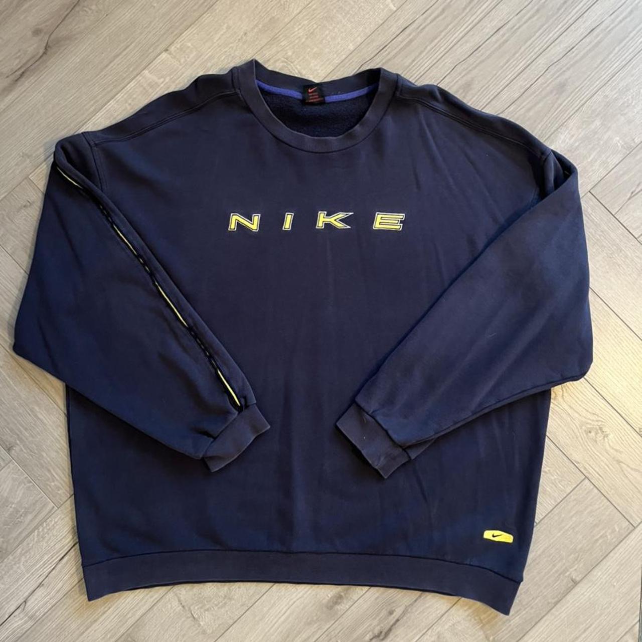 🍐rare Nike Spell Out Sweater In Navy With Amazing - Depop