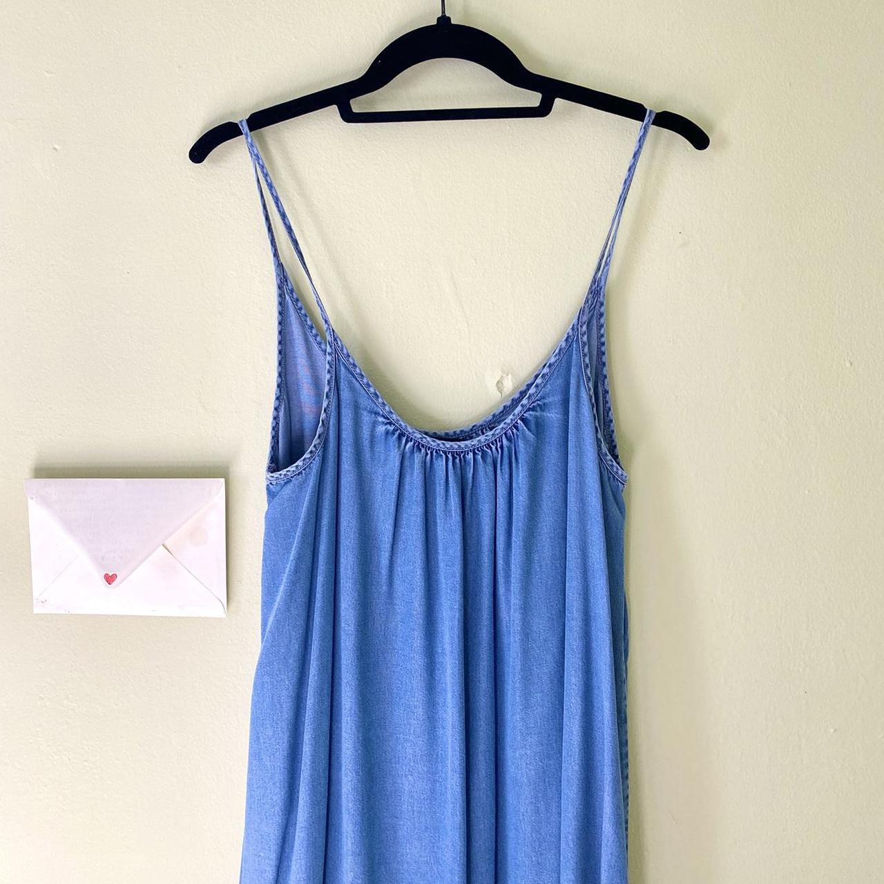 BDG babydoll midi slip dress in denim blue. from... Depop