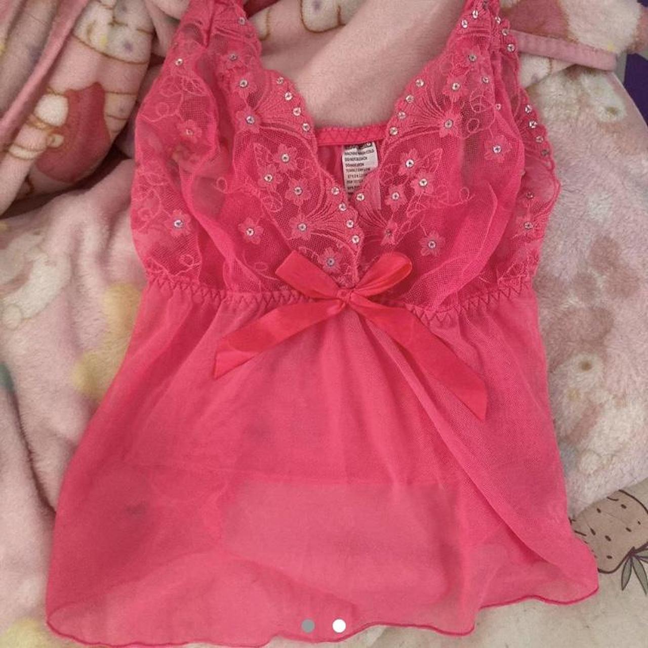 ᘏ⑅ᘏ lovely hot pink sheer blouse. i love this top it... - Depop