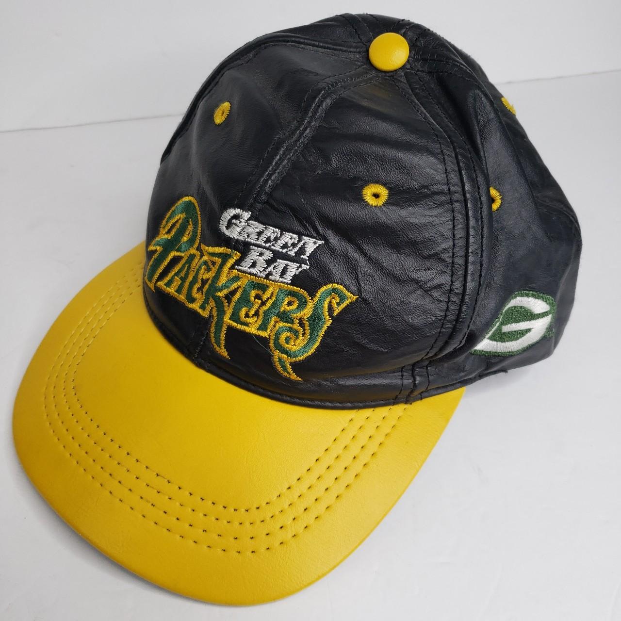 All leather Green Bay packers Hat Vintage Packers - Depop