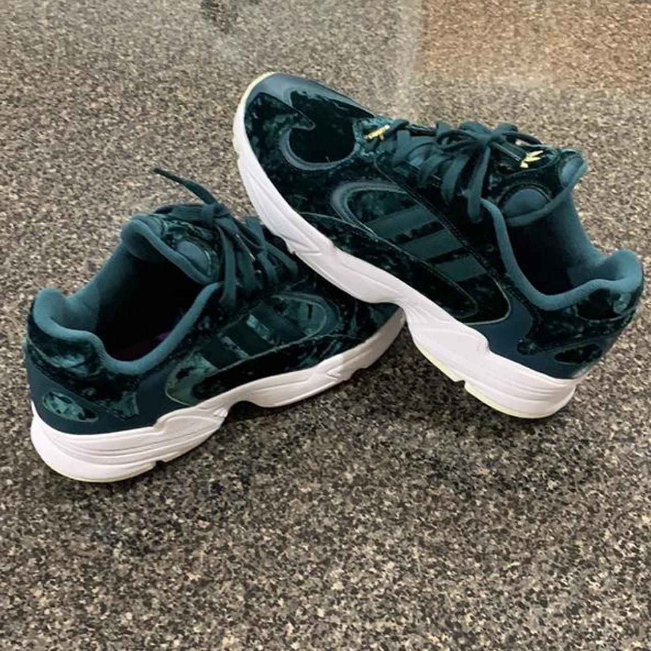 Adidas green best sale velvet trainers