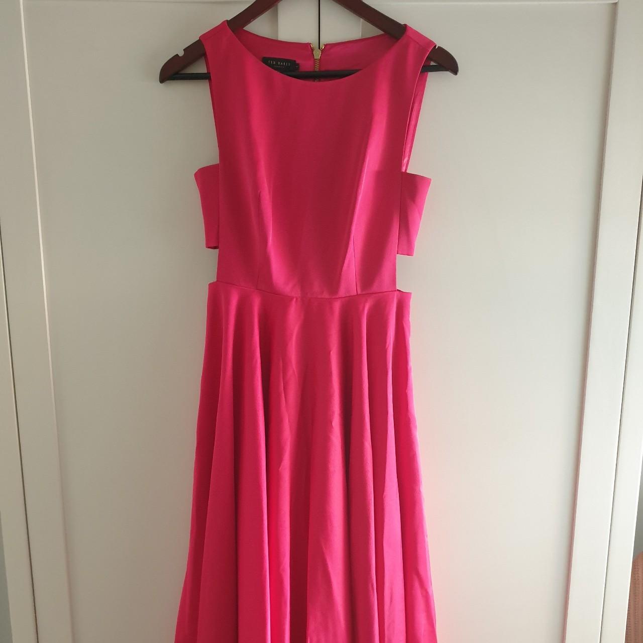 Stunning Ted Baker Lyxa midi dress in fushia pink.... - Depop