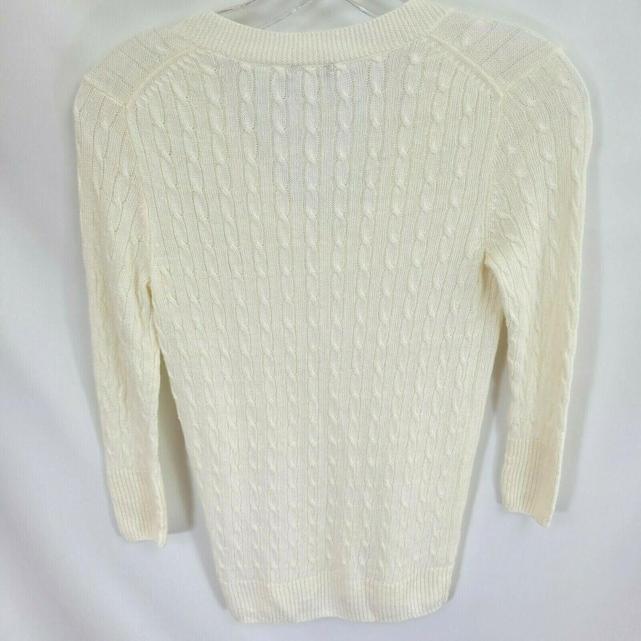 J. Crew XS Thin Cable Knit Sweater Long Sleeve 100%... - Depop