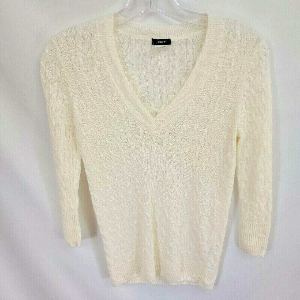 J. Crew XS Thin Cable Knit Sweater Long Sleeve 100%... - Depop